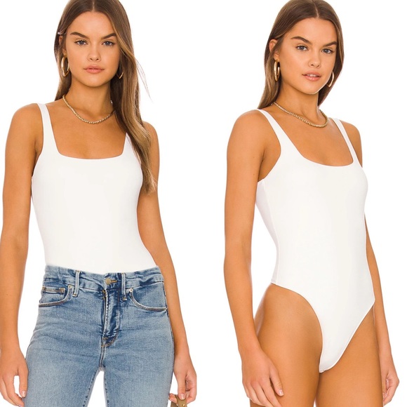 Good American Tops - Good American Bodysuit Scuba Modern Tank Bodysuit in White XS NWT